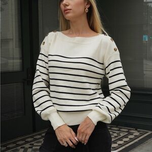 Striped White and Black Women's Sweater